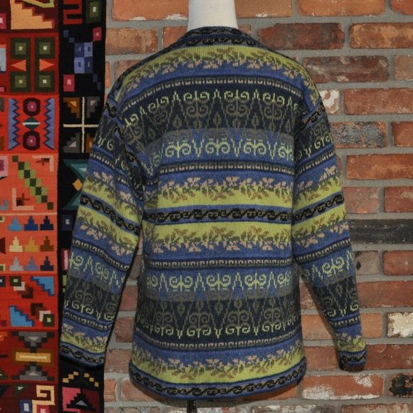 Coldwater Creek Floral Shetland Wool KNIT Cardigan SWEATER METAL BUTTONS Coat Sm - Picture 5 of 7